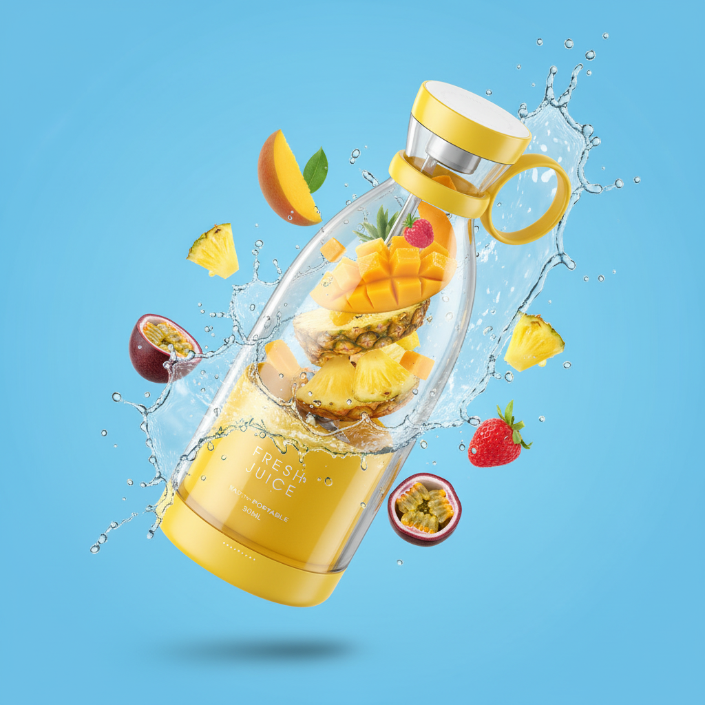 Yellow Juicer – Sky Blue Background